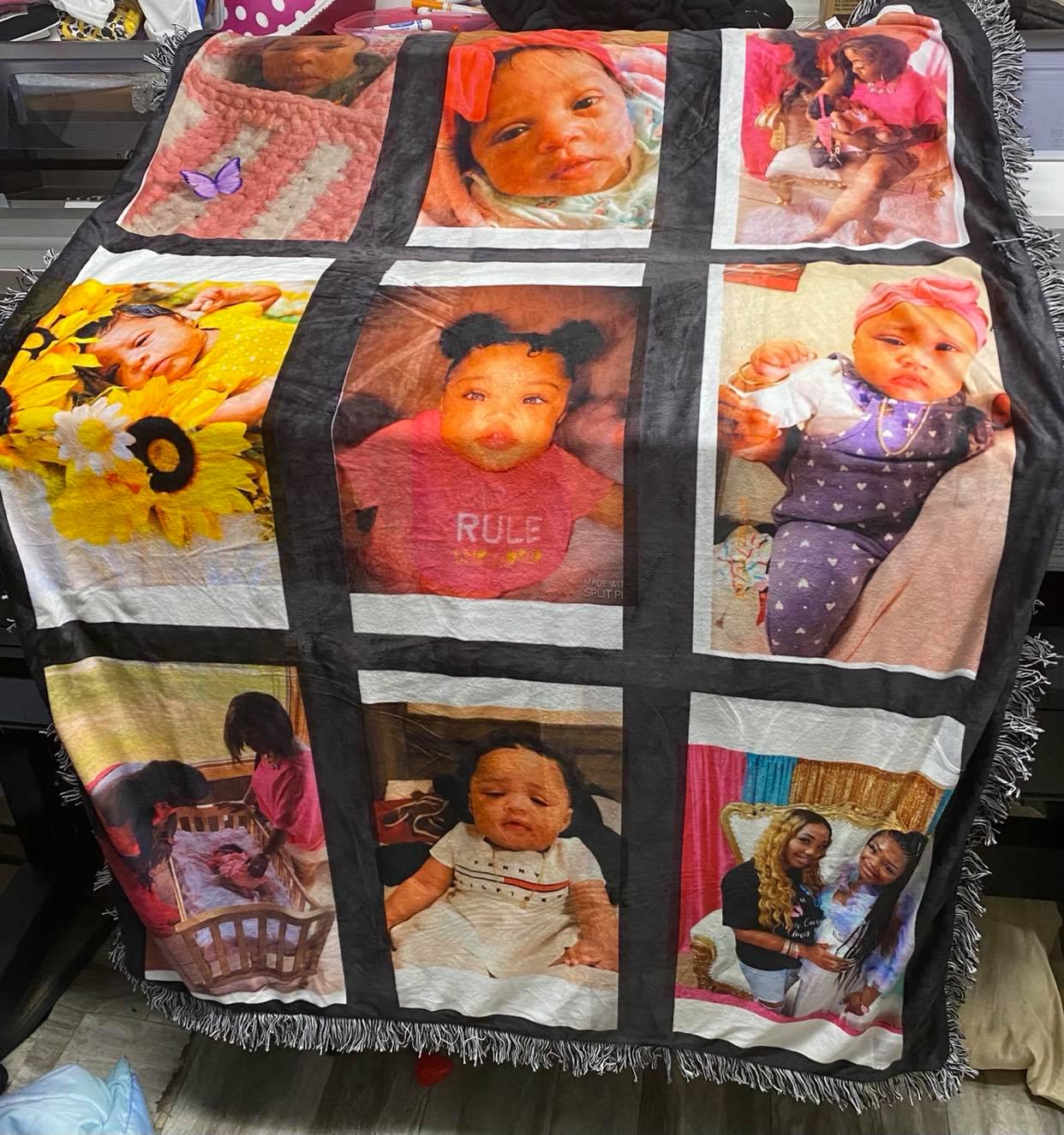 photo blanket with pictures added
